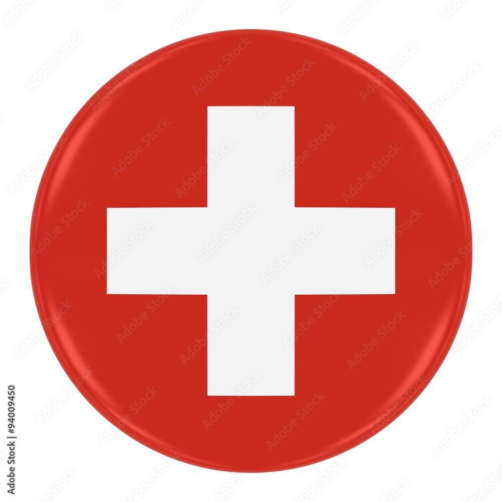 Swiss Flag Badge - Flag of Switzerland Button Isolated on White Swiss Flag Badge - Flag of Switzerland Button Isolated on White