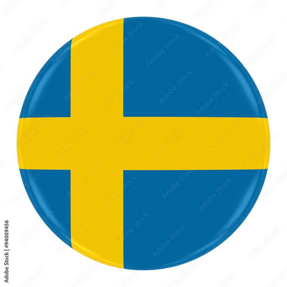 Swedish Flag Badge - Flag of Sweden Button Isolated on White Swedish Flag Badge - Flag of Sweden Button Isolated on White