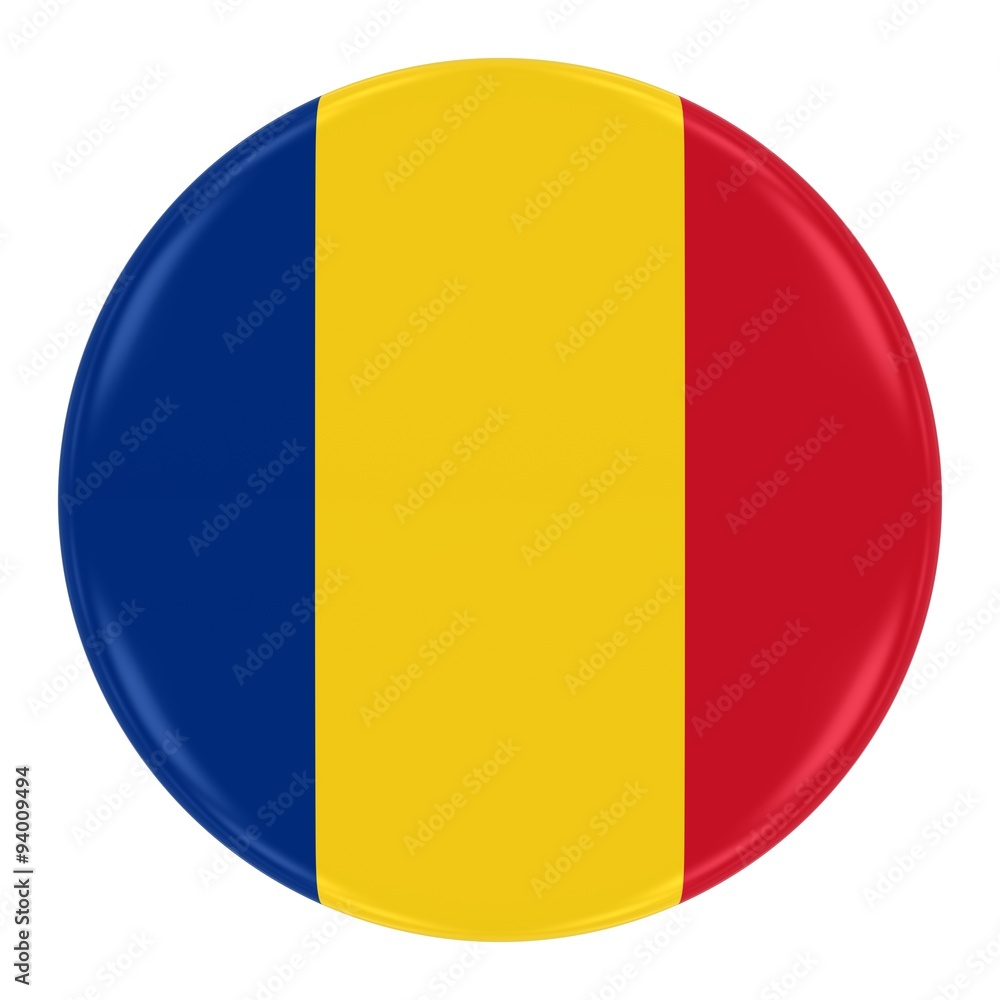Romanian Flag Badge - Flag of Romania Button Isolated on White