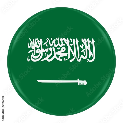 Saudi Arabian Flag Badge - Flag of Saudi Arabia Button Isolated on White
