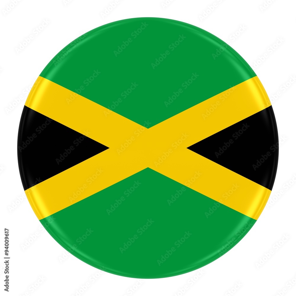 Ταπετσαρία Jamaican Flag Badge - Flag of Jamaica Button Isolated on White