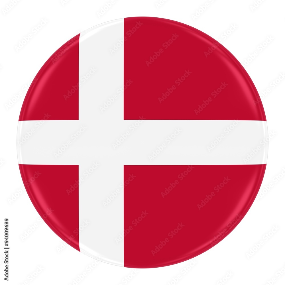 Danish Flag Badge - Flag of Denmark Button Isolated on White Danish Flag Badge - Flag of Denmark Button Isolated on White