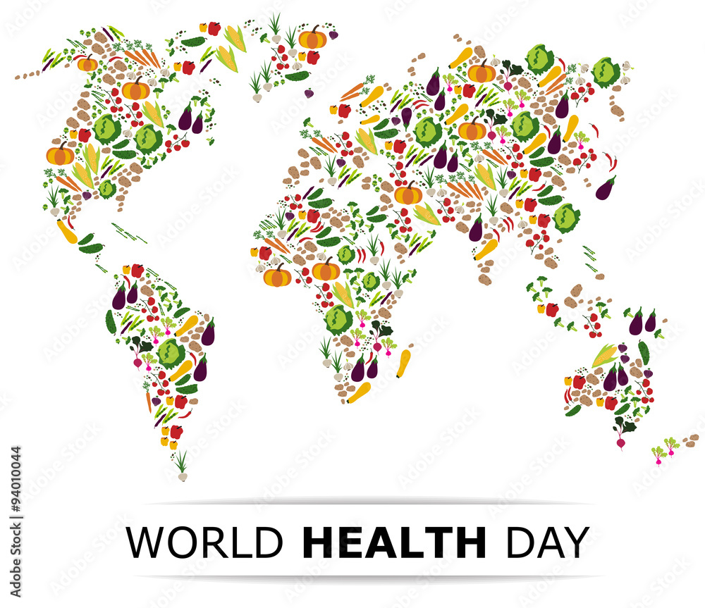 Naklejka premium Nutrition food for healthy life, world health day concept.
