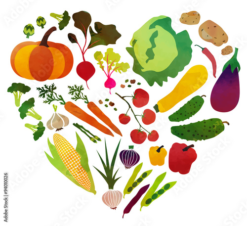 Vegetables in heart shape