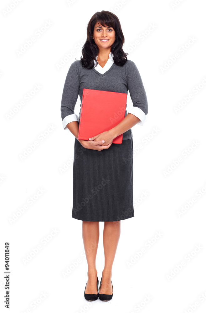 Beautiful young business woman with folder. Beautiful young business woman with folder.