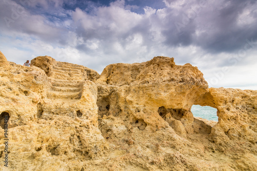 Strange rock formation in Carvoeiro Coast  Algarve  Portugal