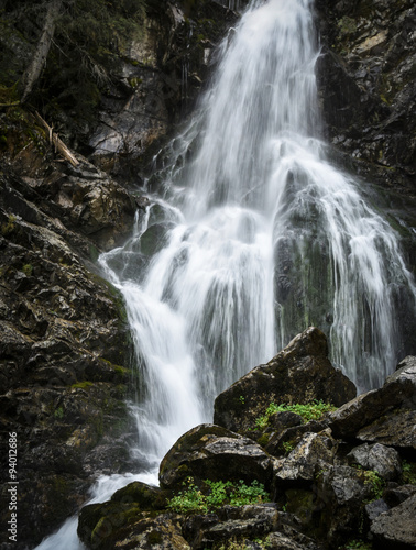 Wild mountain waterfall in the rocks