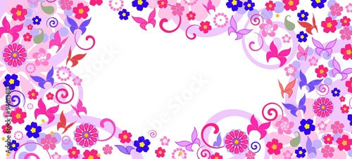 background with colorful butterflies