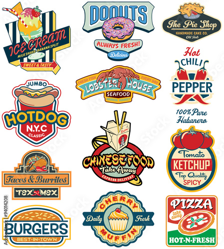 Vector vintage food labels