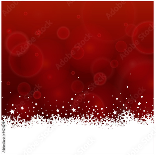 Frohe Weihnachten / Advent / Weihnachtskarte / Schnee und Sternchen auf rotem Hintergrund 