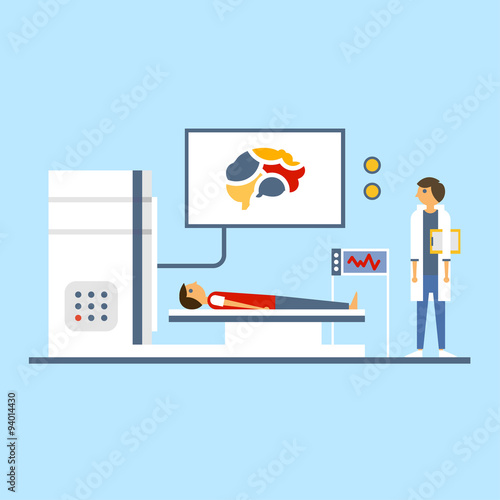 Brain Scanning, Flat Vector Illustration.