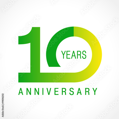 10 anniversary classic logo. The plain ordinary logotype of 10th birthday.
