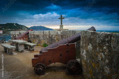 View from the Baiona fortress in Pontevedra, Spain The place where arrived in the year 1492 the first ship from Columbus expedition with the notice of the discovery of America. photo