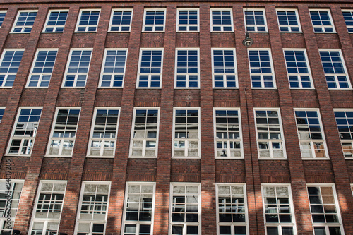Brick facade with large windows