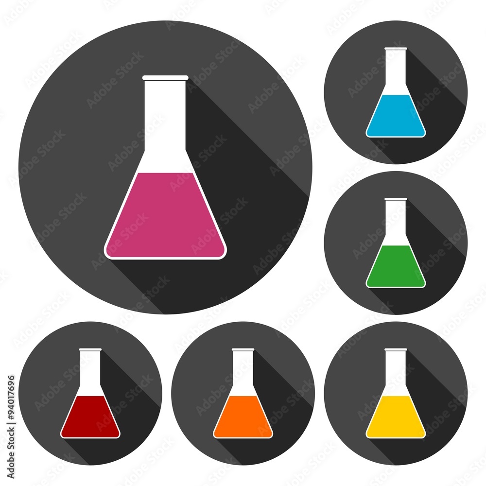 Glassware icons set with long shadow Glassware icons set with long shadow