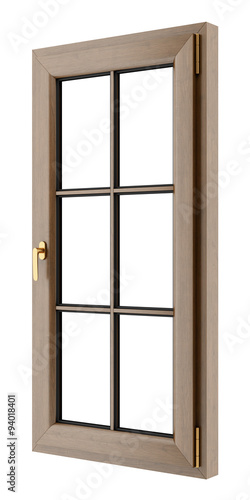 brown wooden window isolated on white background