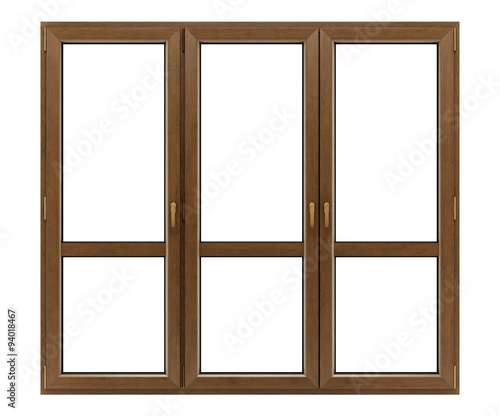 brown wooden window isolated on white background