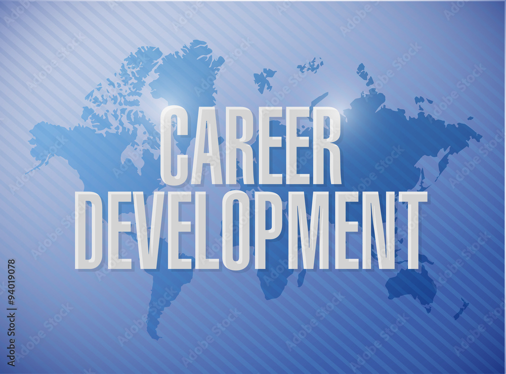 career development world map sign concept