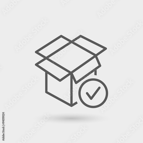 box ok thin line icon