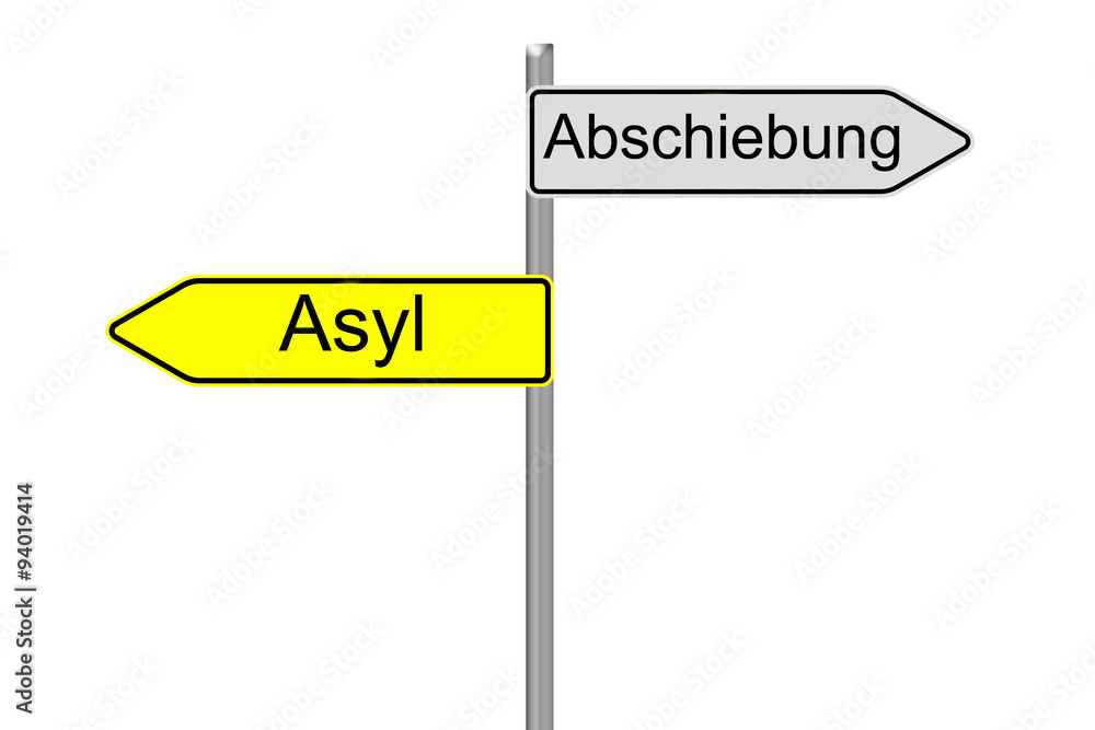 Deportation / Sign with the german words Deportation and Asylum Deportation / Sign with the german words Deportation and Asylum