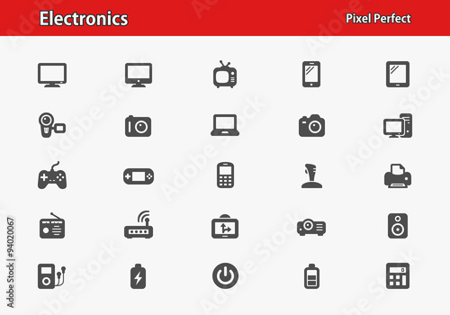 Electronics Icons. Professional, pixel perfect icons optimized for both large and small resolutions. EPS 8 format.