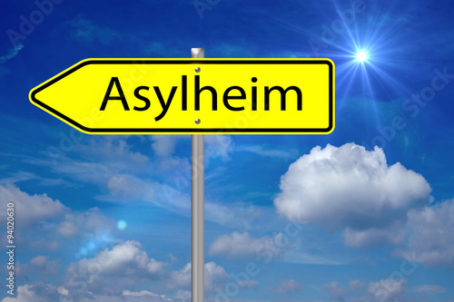 Asylum Home / sign with the german words asylum home photo