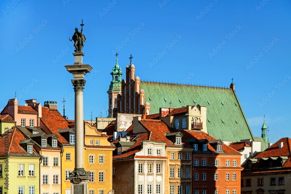 Old town architecture square landmark in warsaw