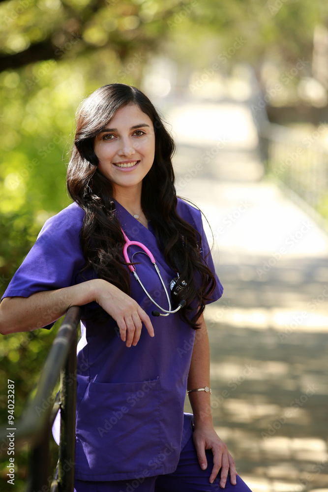 Outdoors Portrait of beautiful nurse/doctor Outdoors Portrait of beautiful nurse/doctor