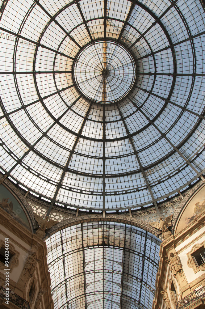 Cupola of the shopping mall Vittorio Emanuele II in Milano, Itlay