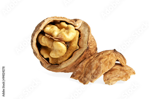 Dried walnuts isolated on white background