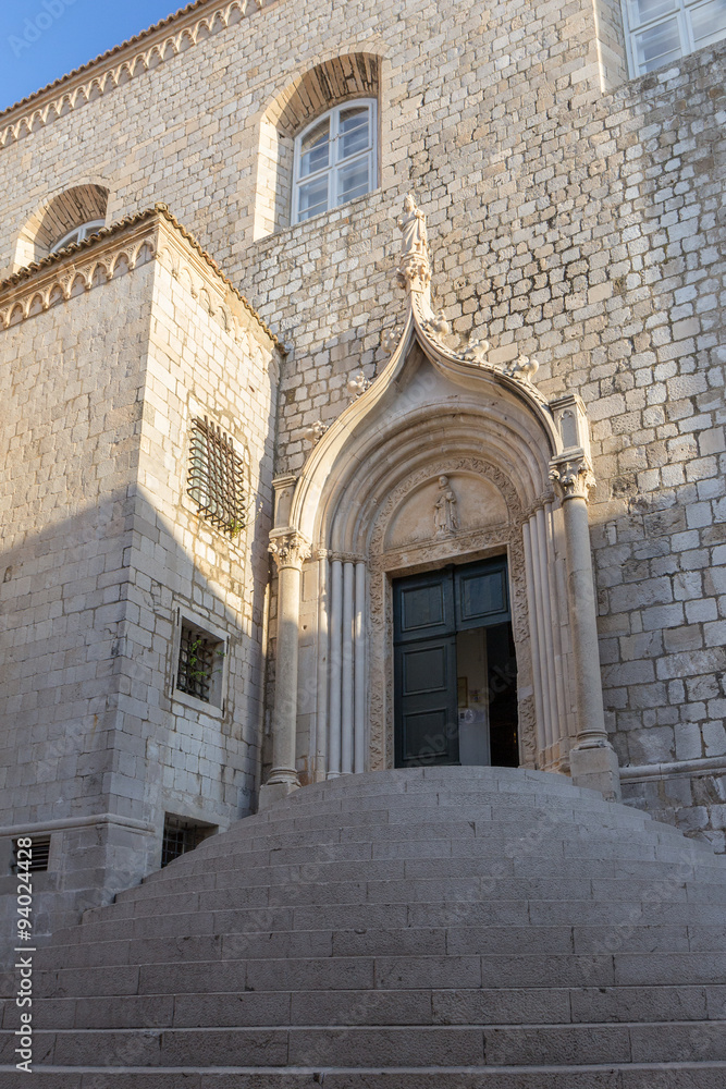 Exterior of the Dominican Monastery at the Old Town in Dubrovnik, Croatia.