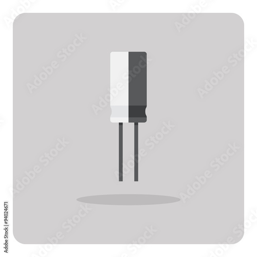 Vector of flat icon, capacitor for circuits board on isolated background