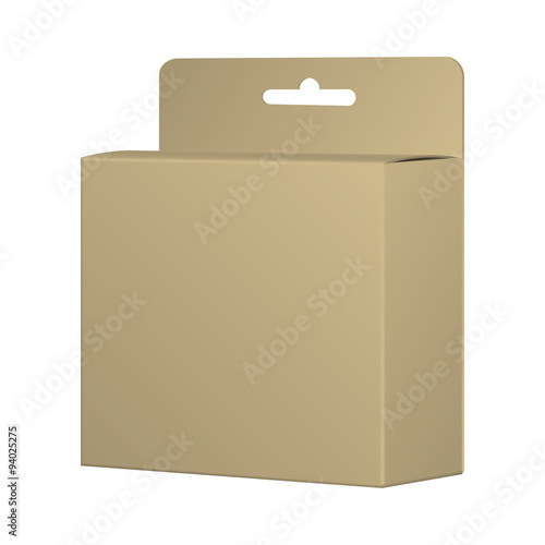 Realistic Recycled Card Product Package Box Mockup With Hang Slo