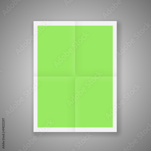Folded Poster Template. Mockup Ready For Your Design. Vector