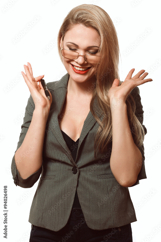 Secretary, Beautiful blonde in a business suit Secretary, Beautiful blonde in a business suit