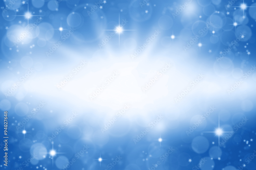Abstract blue and white stars space shining background. Copy space