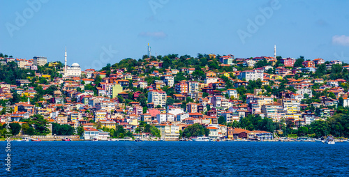 both shores of bosphorus strait are full of residential houses which local people use as weekend residences. photo