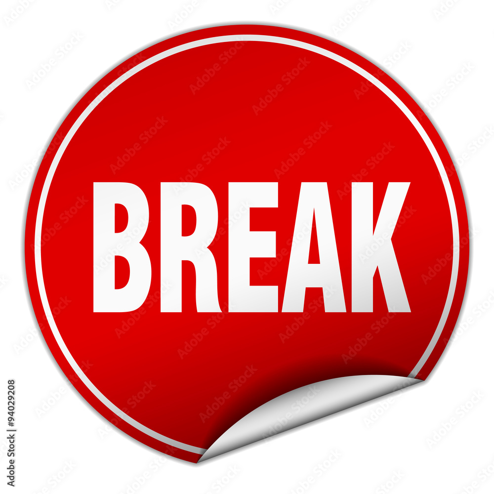 break round red sticker isolated on white