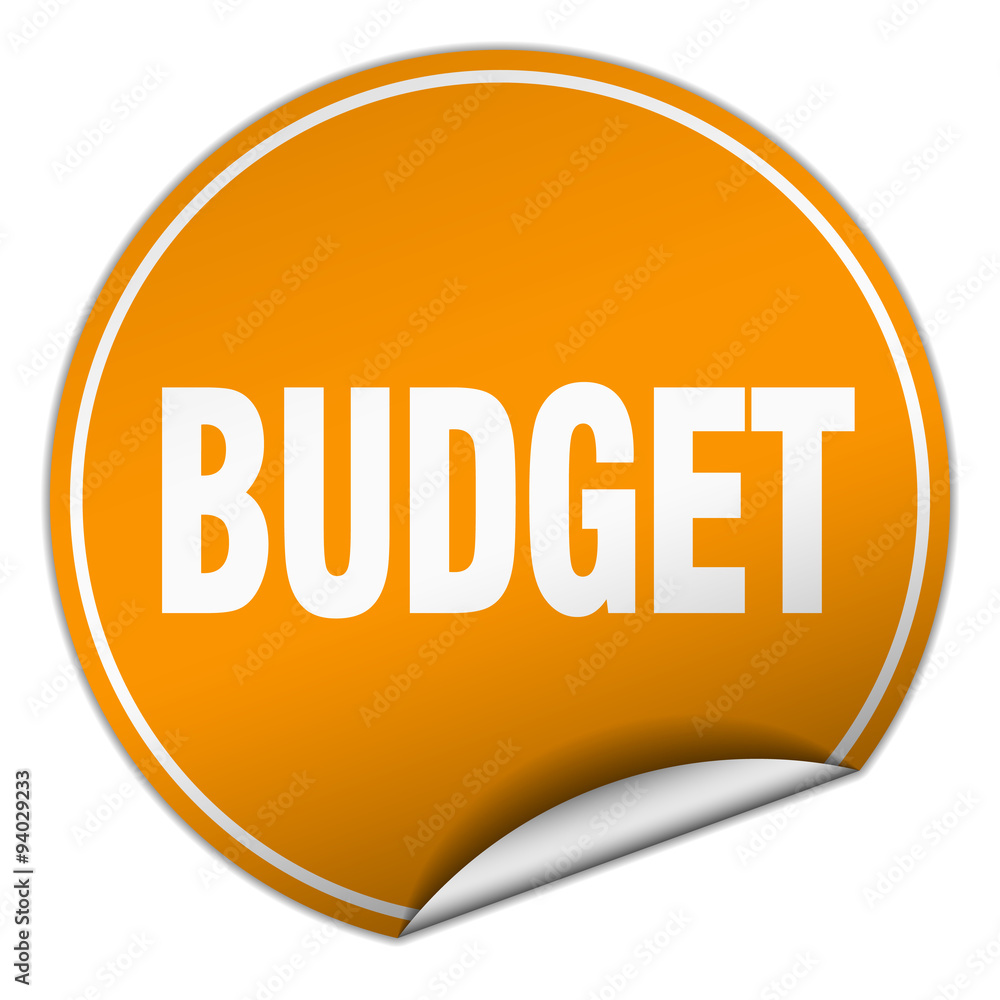 budget round orange sticker isolated on white budget round orange sticker isolated on white