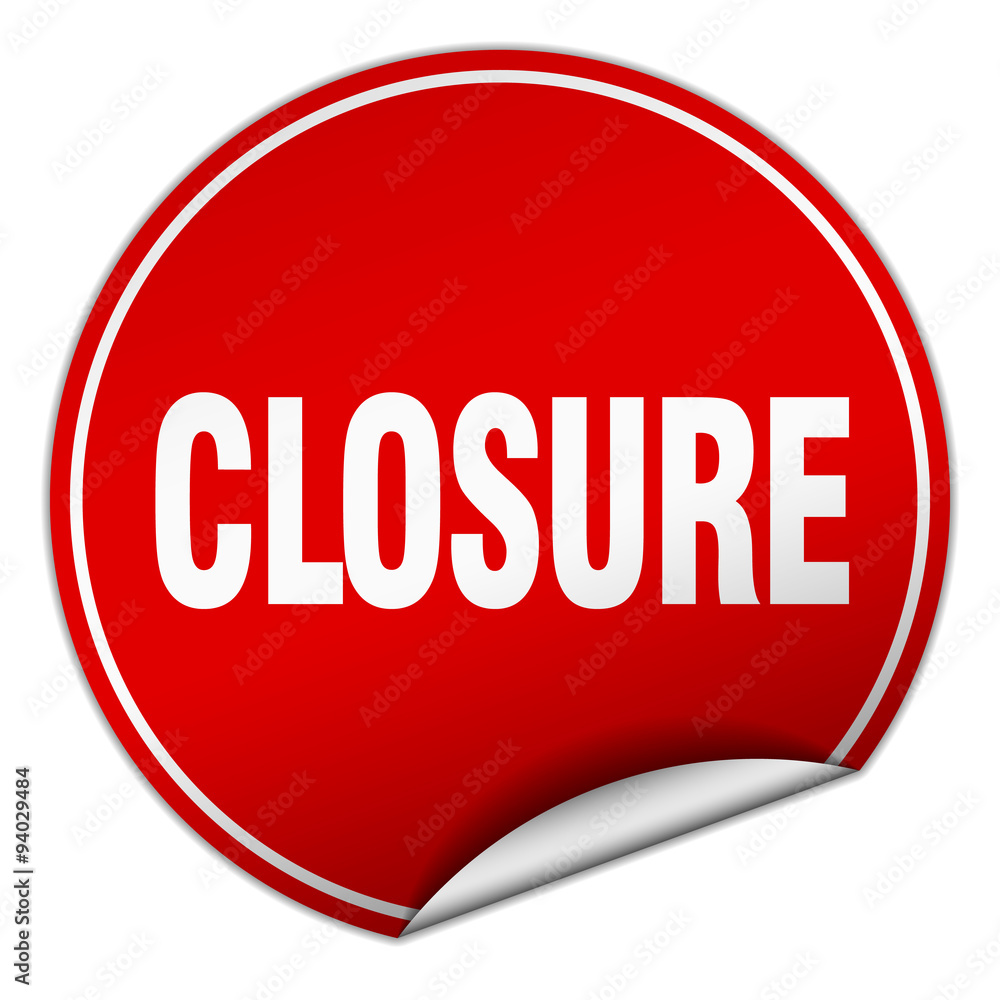 closure round red sticker isolated on white closure round red sticker isolated on white