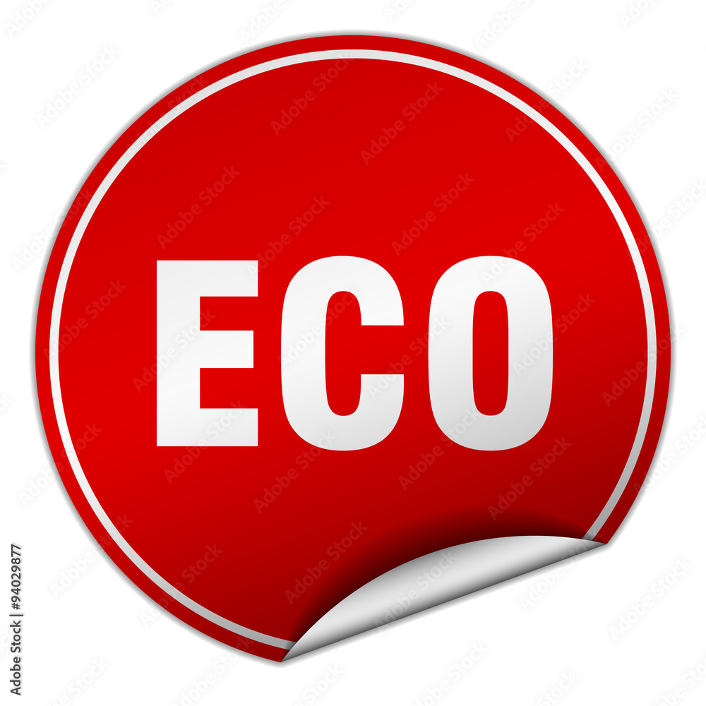 eco round red sticker isolated on white eco round red sticker isolated on white