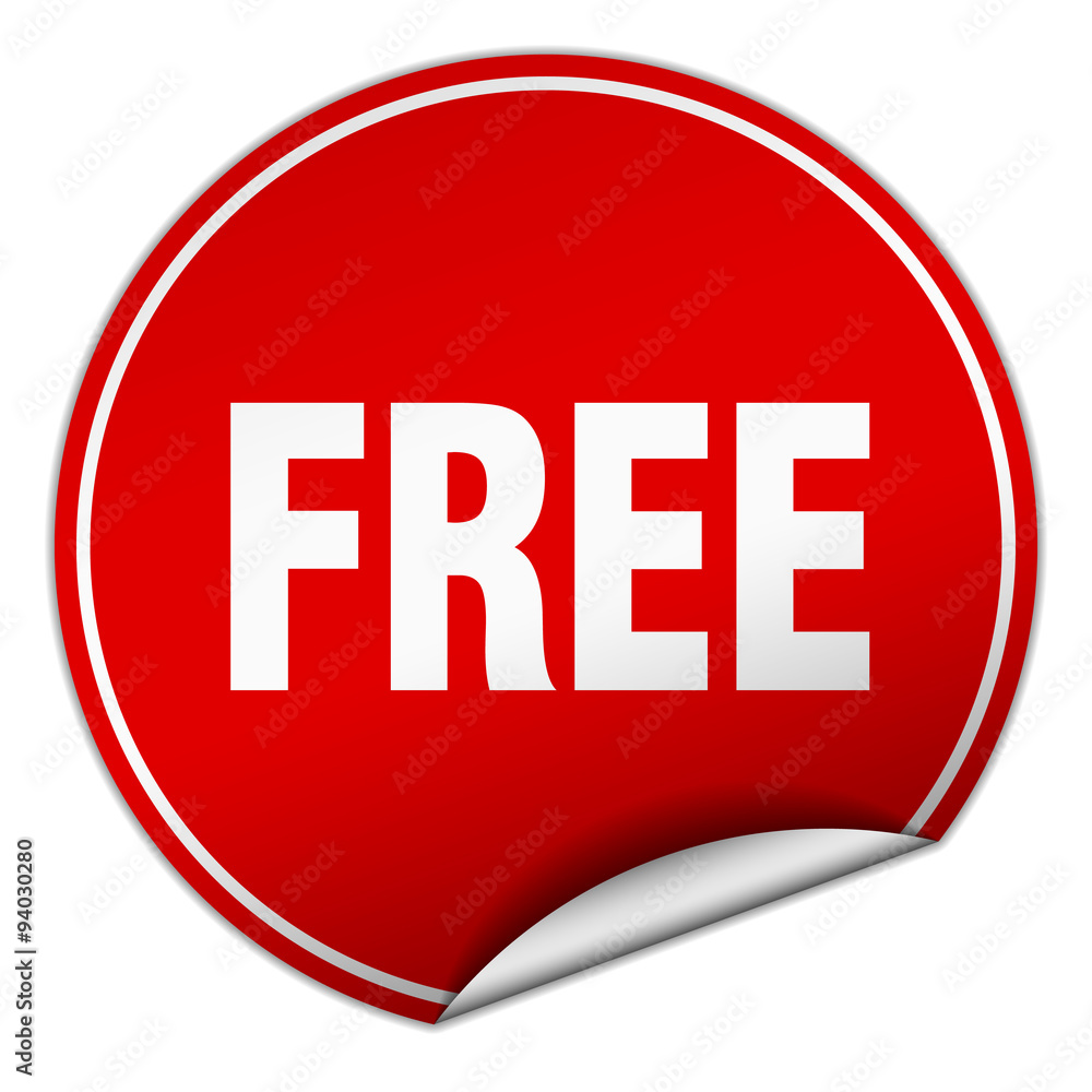 free round red sticker isolated on white