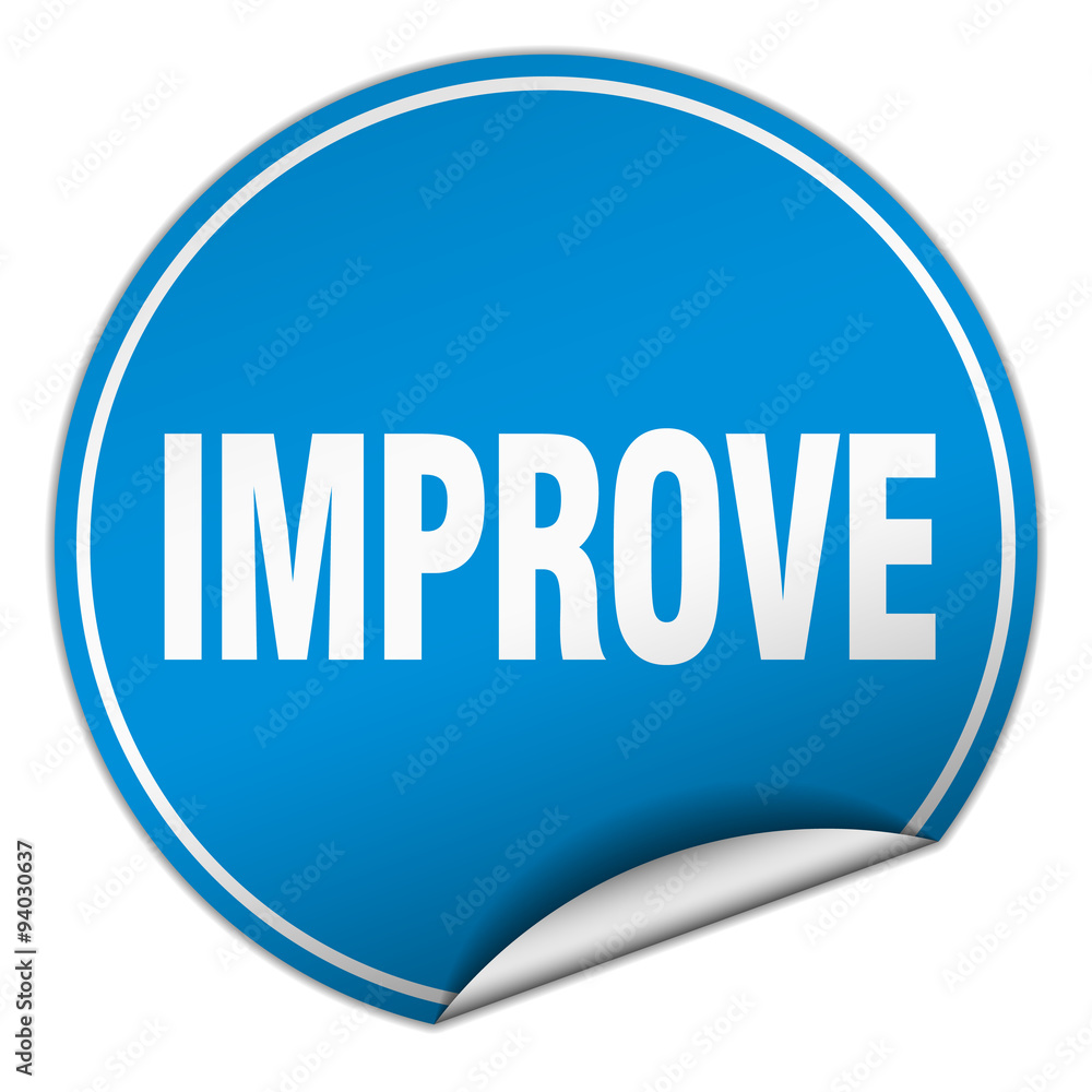 improve round blue sticker isolated on white improve round blue sticker isolated on white