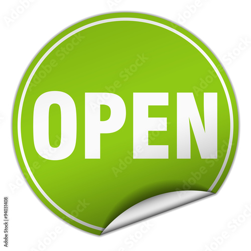 open round green sticker isolated on white