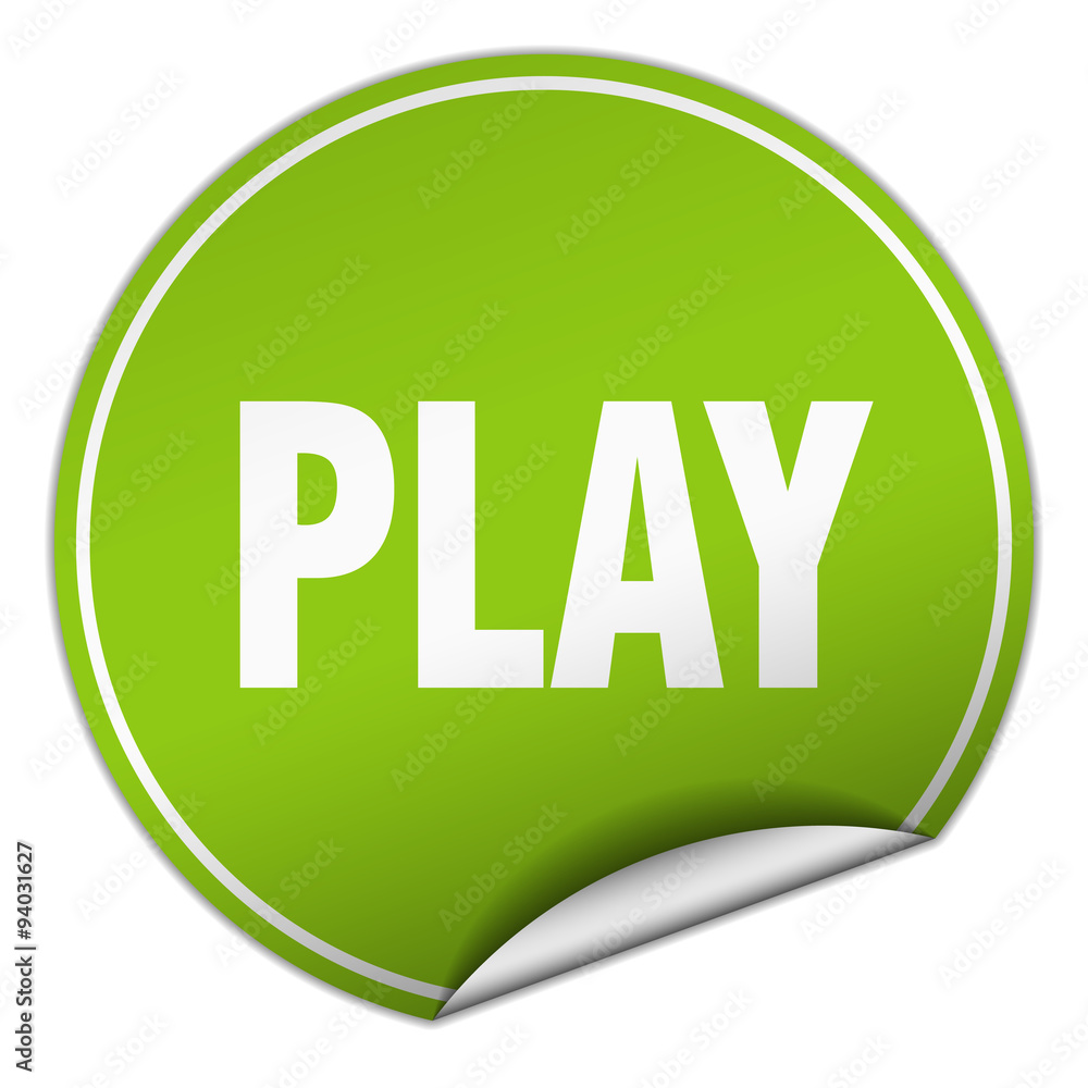play round green sticker isolated on white play round green sticker isolated on white