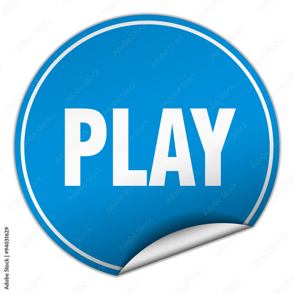 play round blue sticker isolated on white play round blue sticker isolated on white
