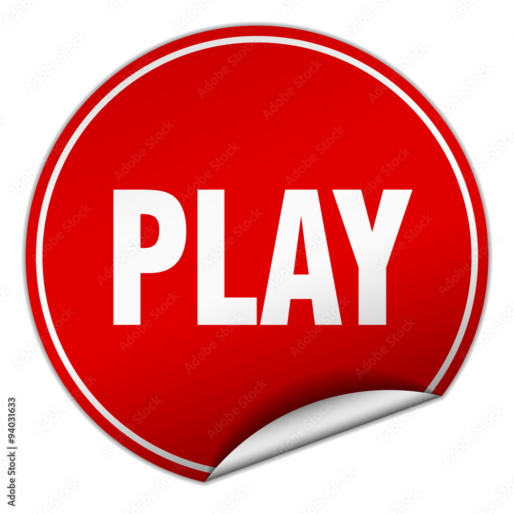 play round red sticker isolated on white play round red sticker isolated on white