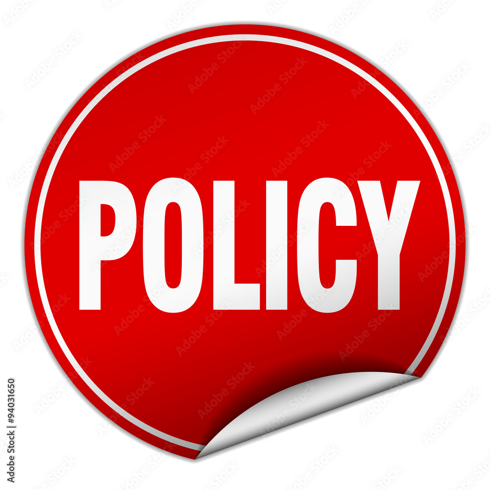 policy round red sticker isolated on white policy round red sticker isolated on white