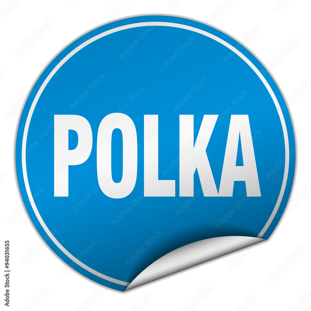 polka round blue sticker isolated on white polka round blue sticker isolated on white