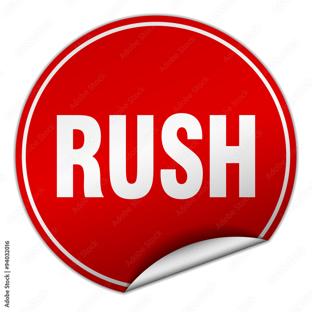 rush round red sticker isolated on white rush round red sticker isolated on white
